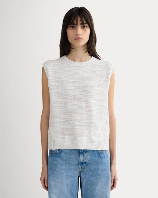 The Muscle Sweater in Cotton Linen | White