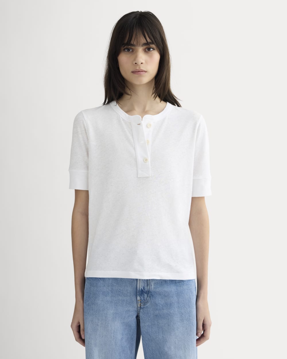 The Henley in Cotton Linen | White
