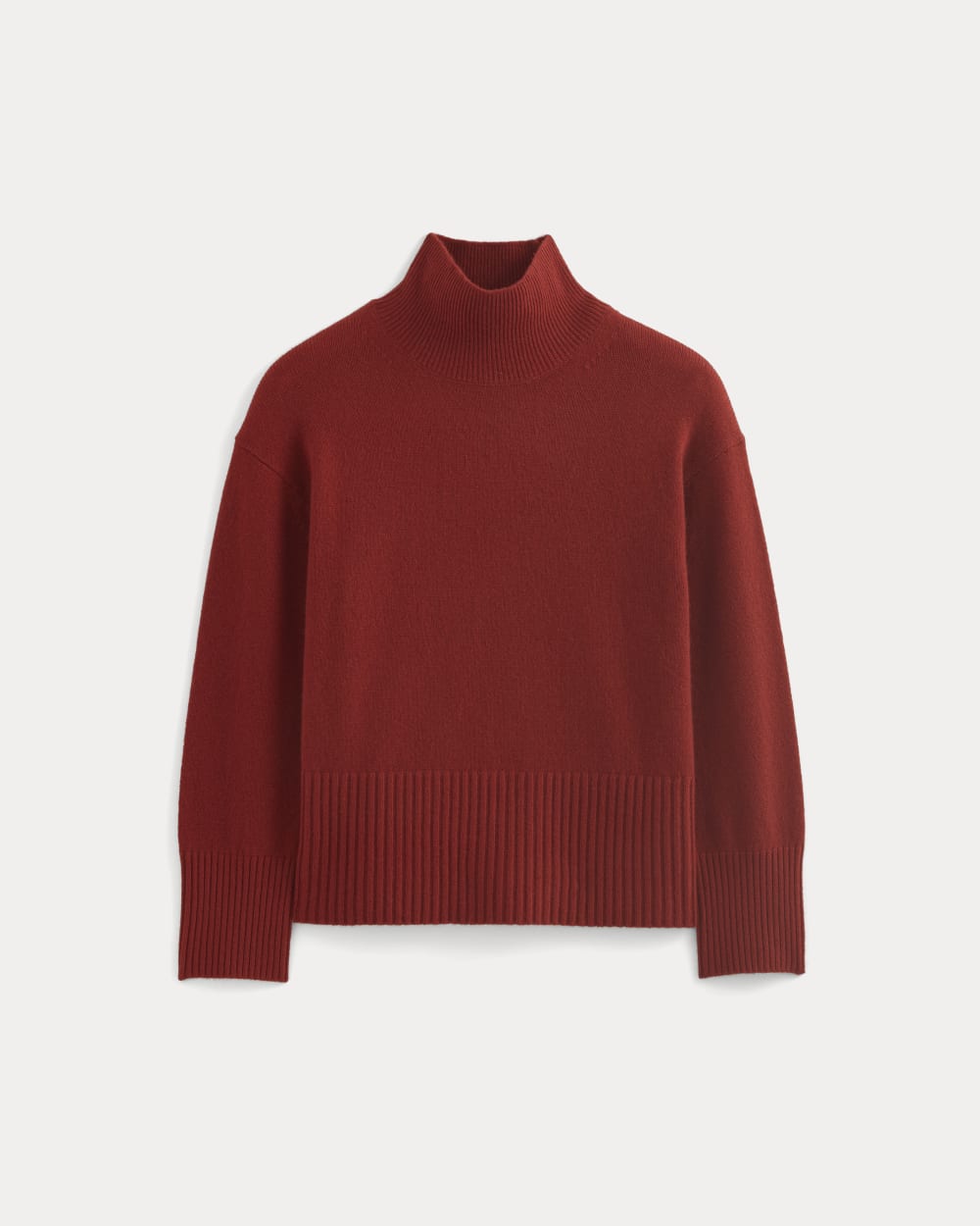 The Boxy Turtleneck in Cashmere | Berry Red