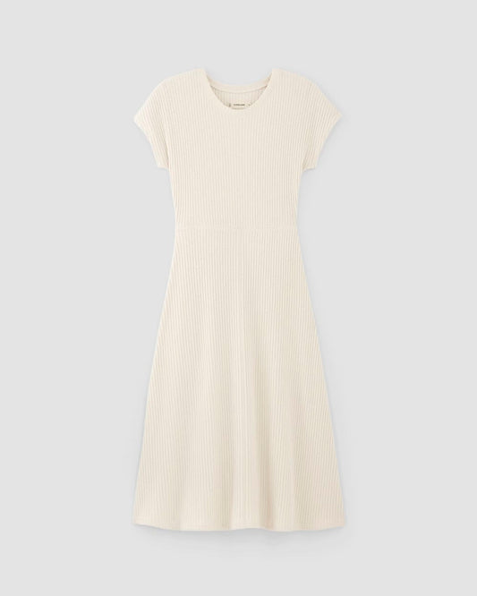 The Rib-Knit Cap-Sleeve Midi Dress | Bone