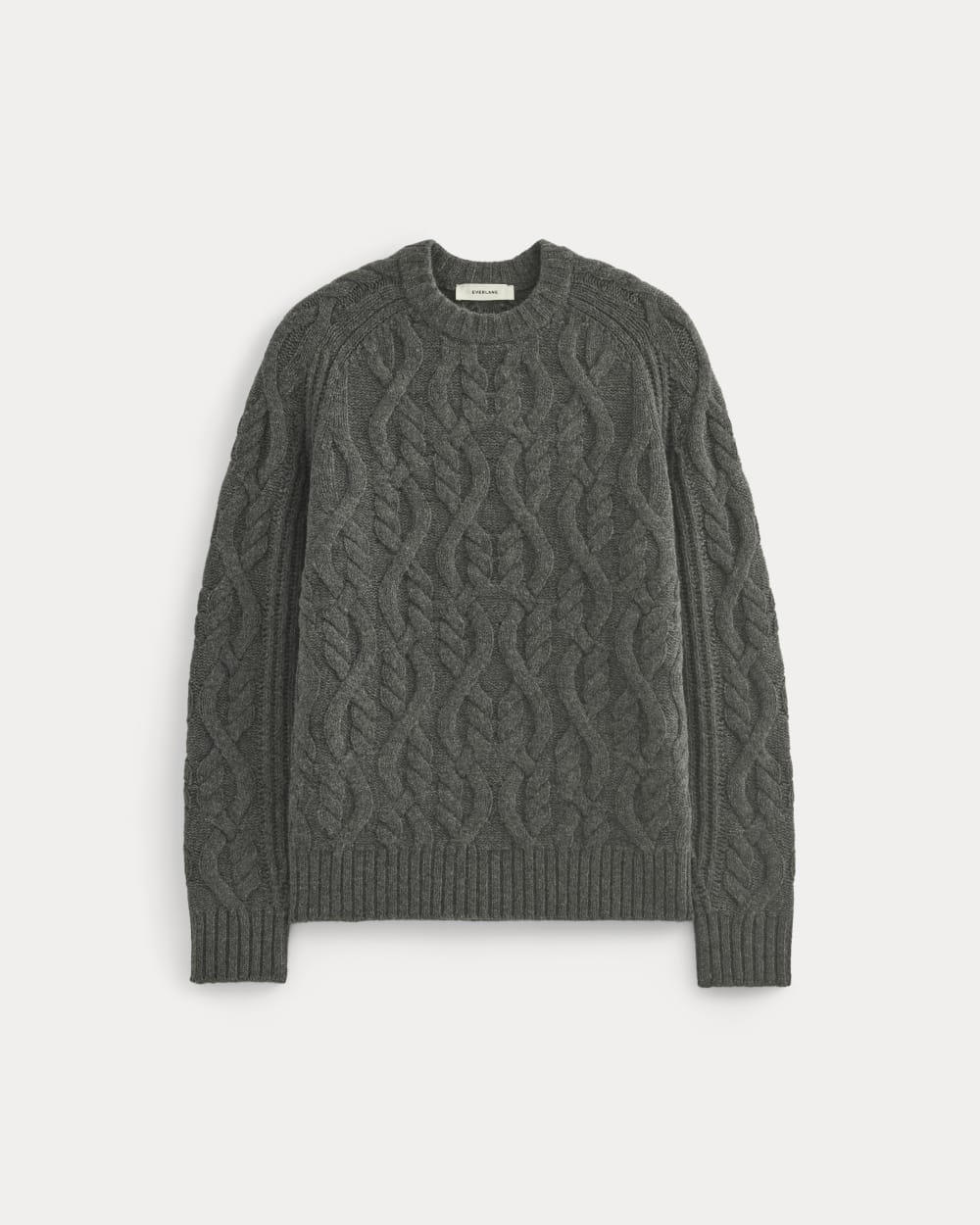 Cable Knit Crew in Luxe Merino | Heathered Soot