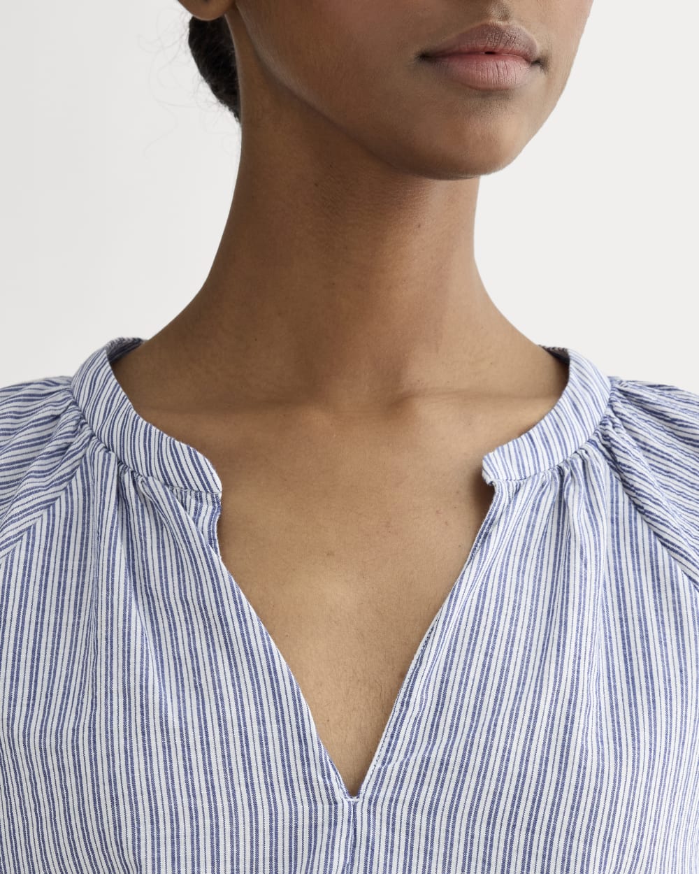 The Gauze Gathered Top | Mazarine Blue / Optic White