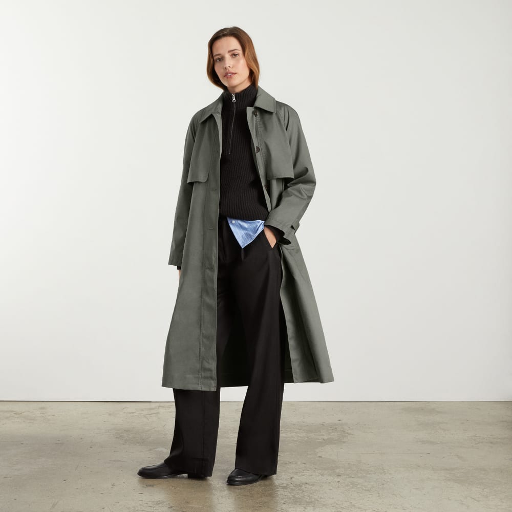The Long Mac Coat | Pewter Green