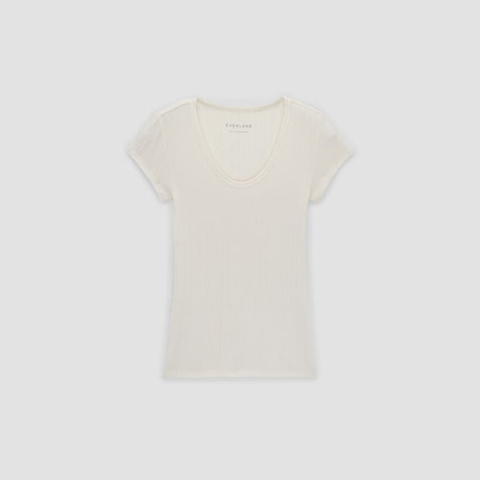 The Rib Soft Knit Scoop-Neck Tee | Bone