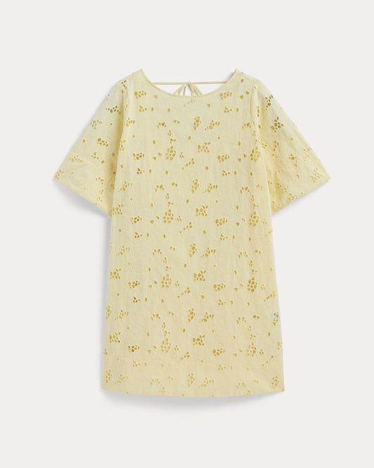 The Eyelet Mini Shift Dress | Light Yellow