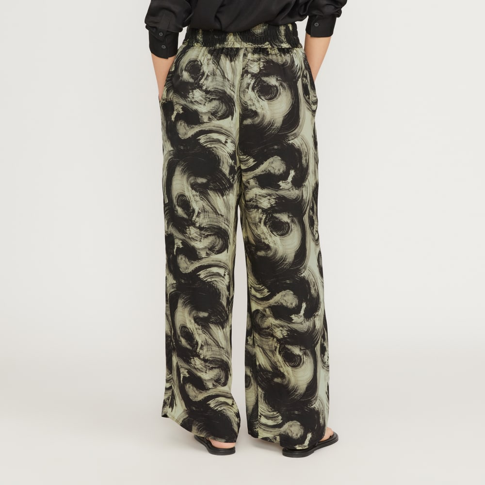 The Satin Pull-On Pant | Pale Yellow / Black