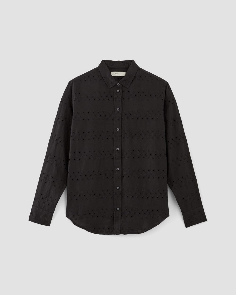 The Linen Eyelet Relaxed Shirt | Black Eyelet