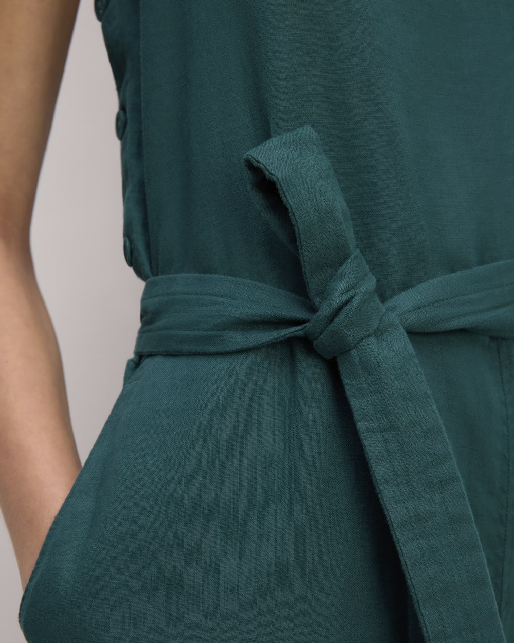 The Linen Side-Button Jumpsuit | Dark Sea