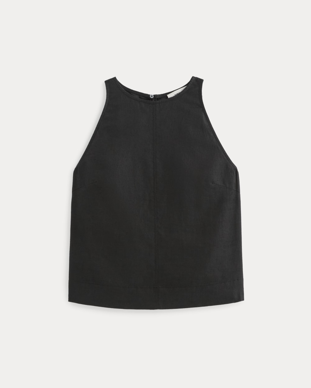 The Linen High-Neck Tank | Black