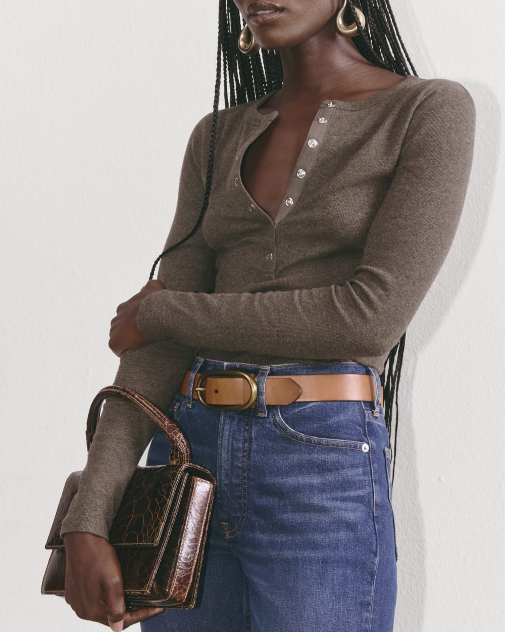 The Luxe Rib Henley | Heathered Fatigue