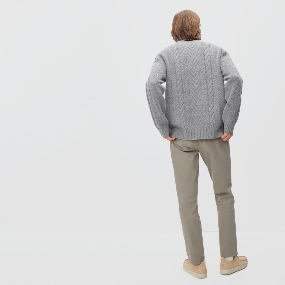 The Felted Merino Cable-Knit Crew | Heathered Mid-Grey