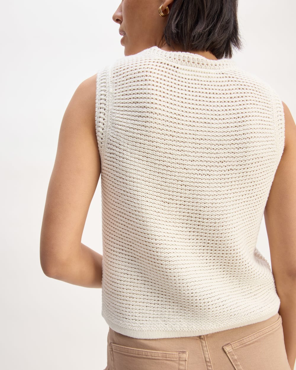 The Organic Cotton Open-Stitch Tank | Bone