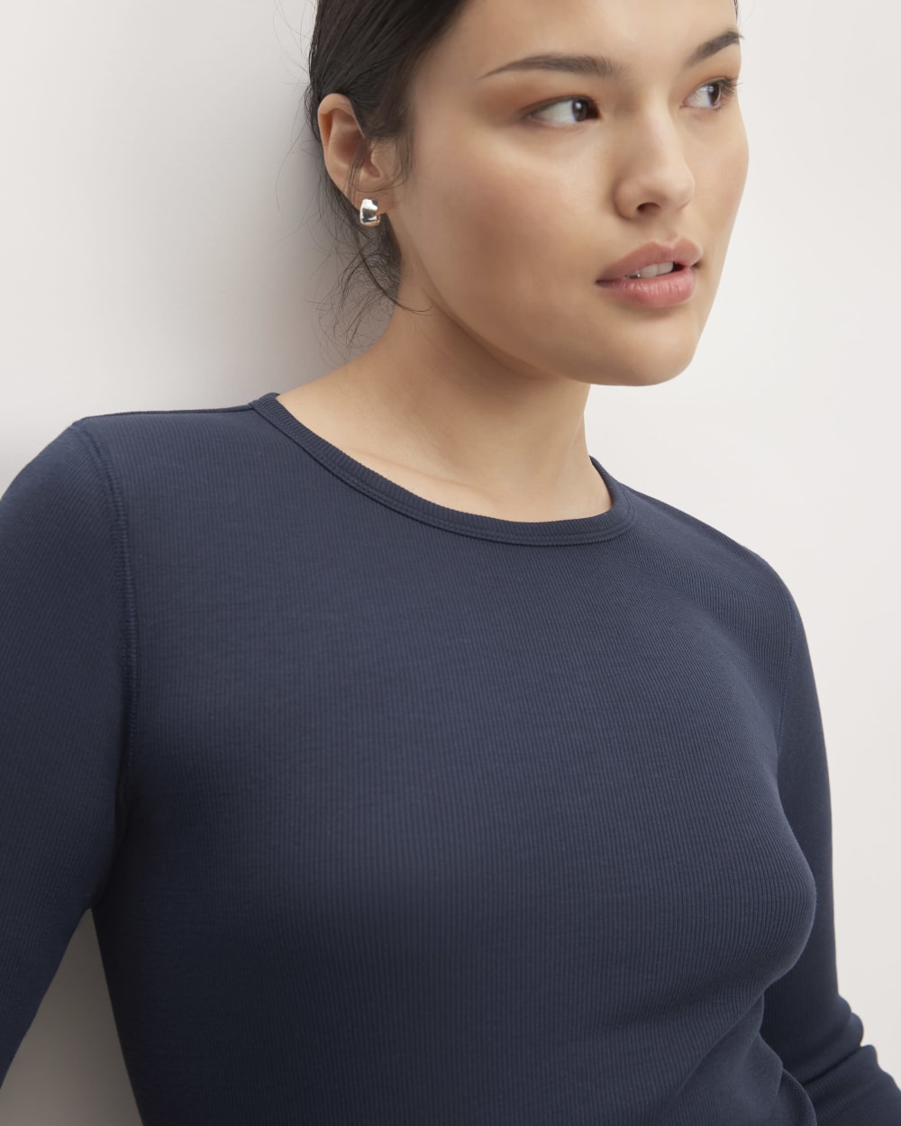 The Luxe Rib Long-Sleeve Crew | Navy