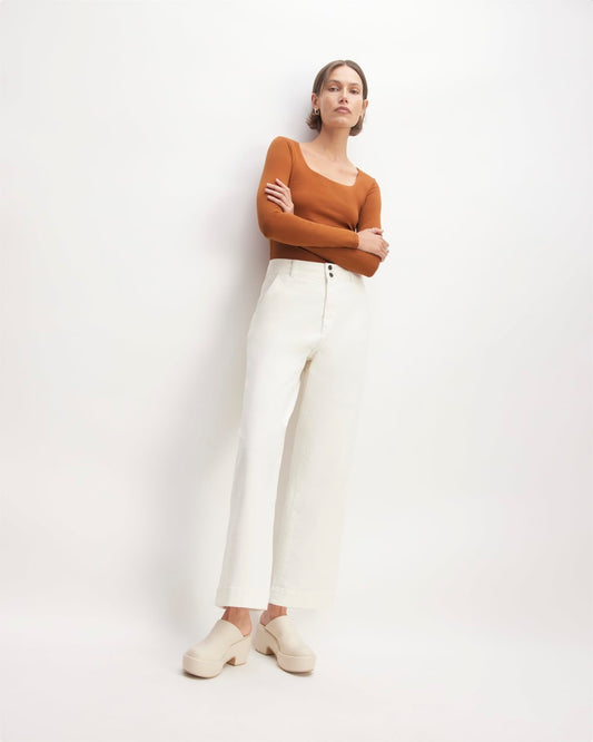 The Long-Sleeve Supima® Square-Neck Bodysuit | Honey | Thong