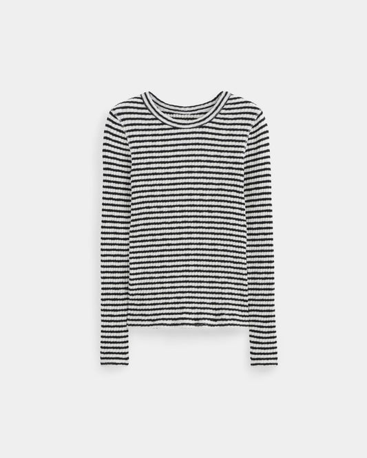 The Cozy Rib Long-Sleeve Tee | Bone / Black