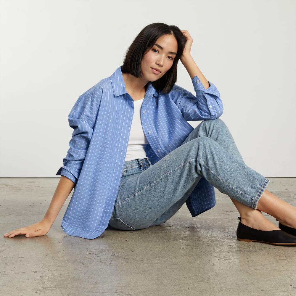 The Oversized Poplin Shirt | Powder Blue / White