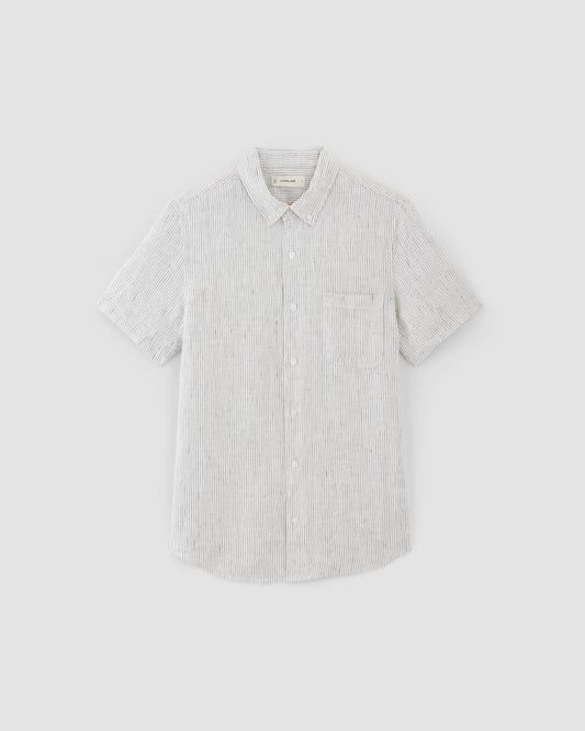 The Classic Short-Sleeve Shirt in Linen | White / Black