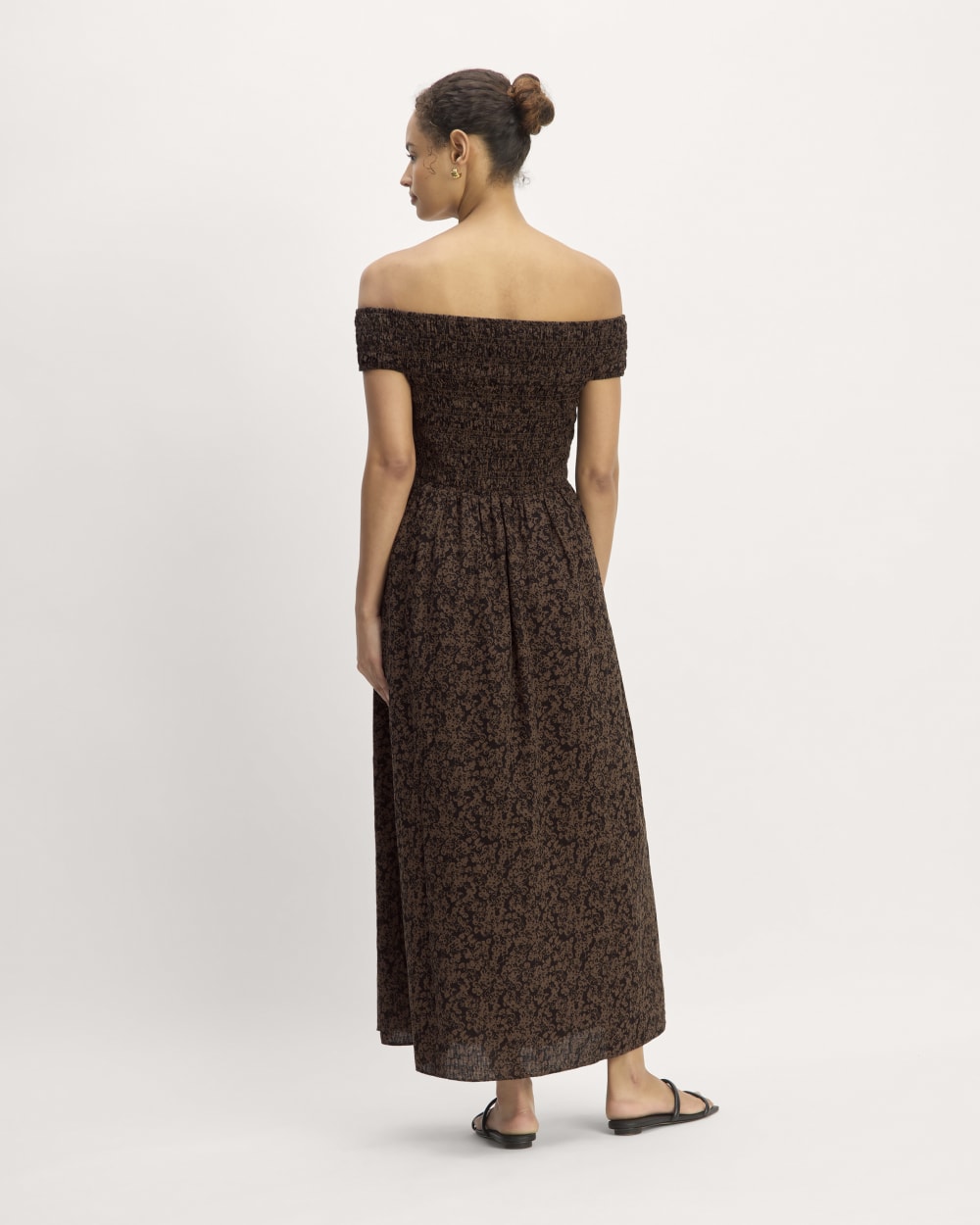 The Gauze Off-the-Shoulder Dress | Black / Cocoa Small Floral