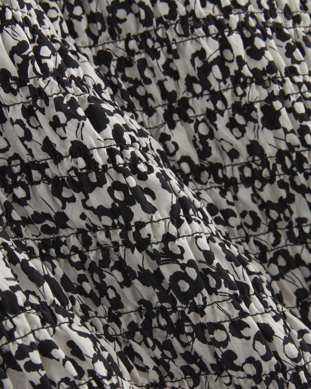 The Smocked Column Dress | Bone / Black Floral