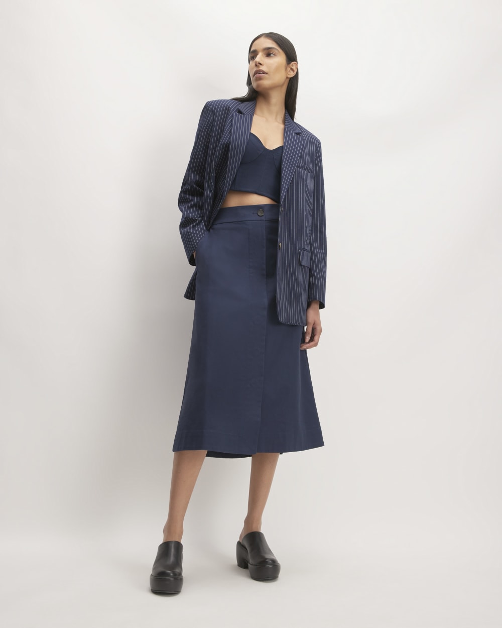 The Structured Cotton Bustier | Navy