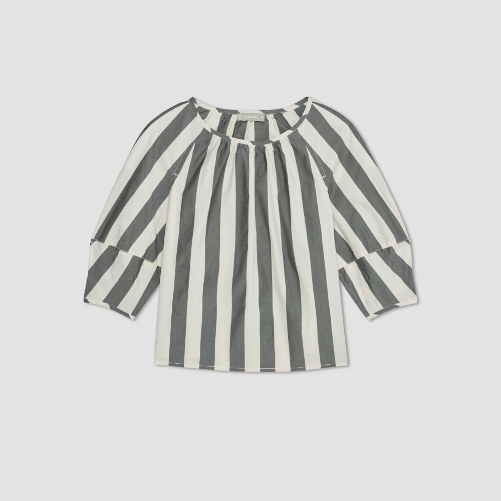 The Poplin Scoop-Neck Top | Bone / Black