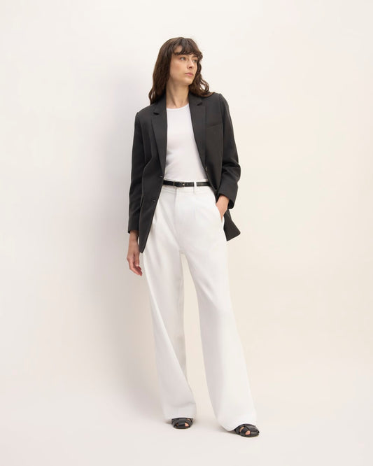 The Draper Pleated Pant in Buttersmooth | White | 30 Inseam