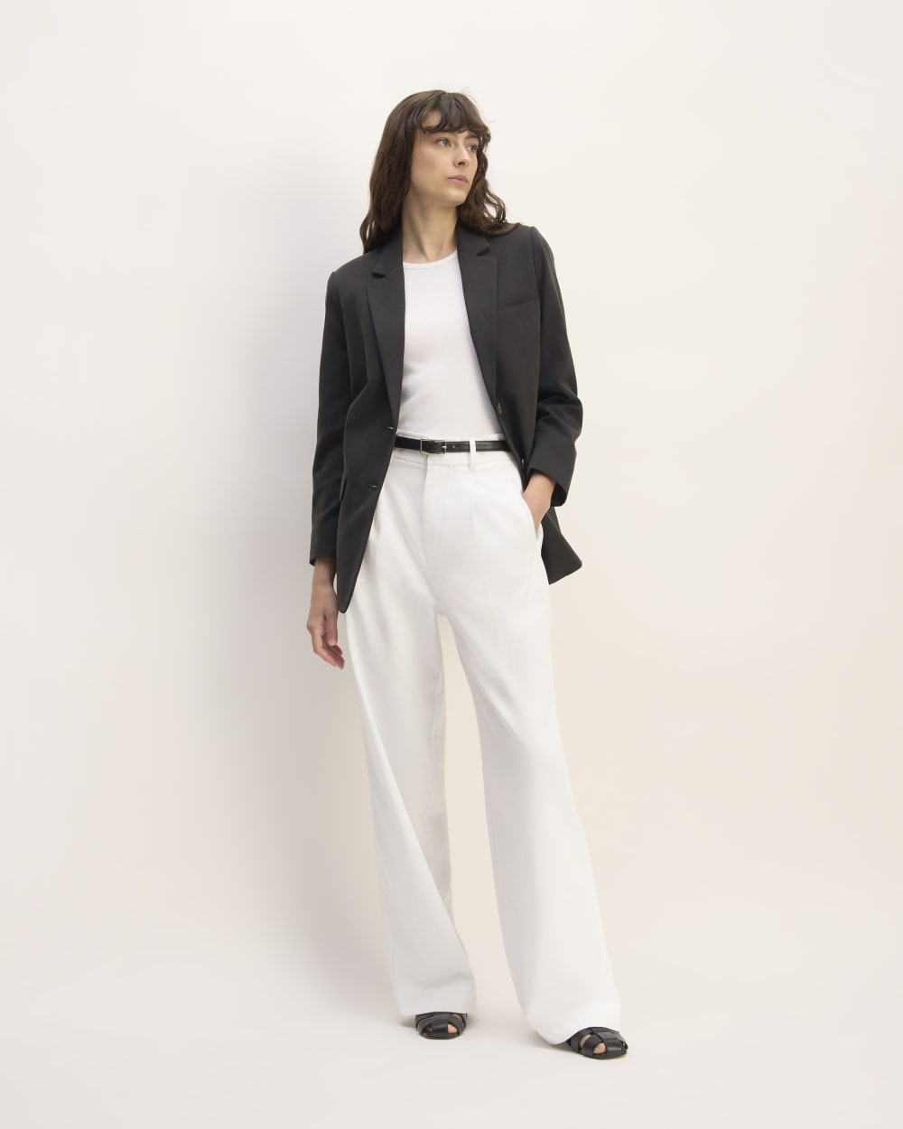 The Draper Pleated Pant in Buttersmooth | White | 32 Inseam