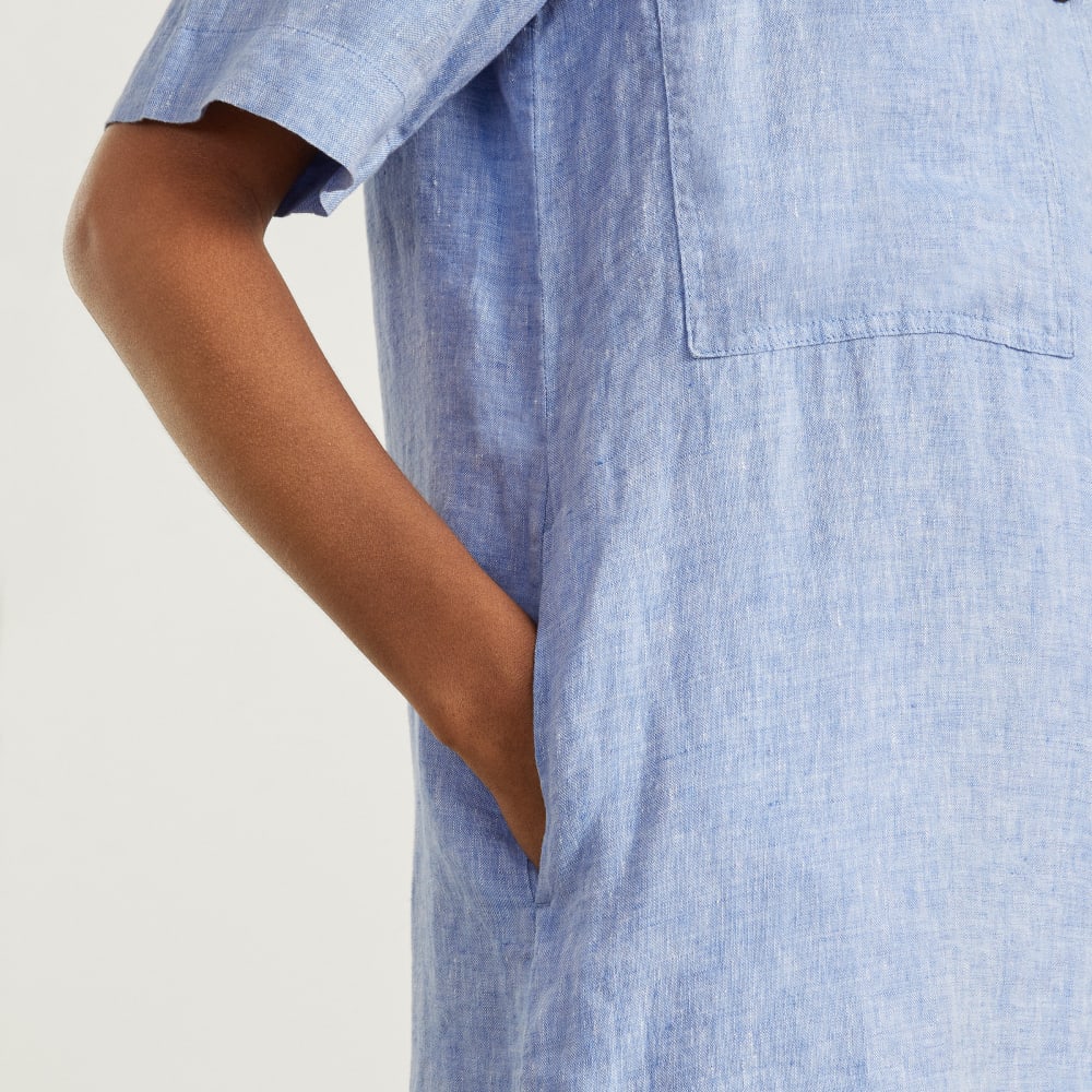 The Linen Workwear Dress | Medium Blue