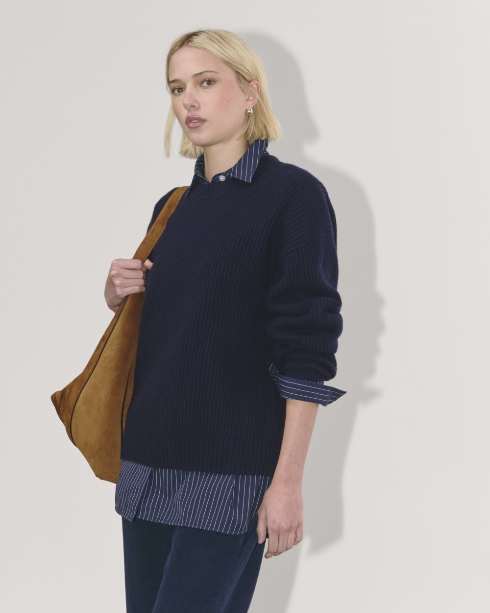 The Cocoon Crew in Wool Cashmere | Navy