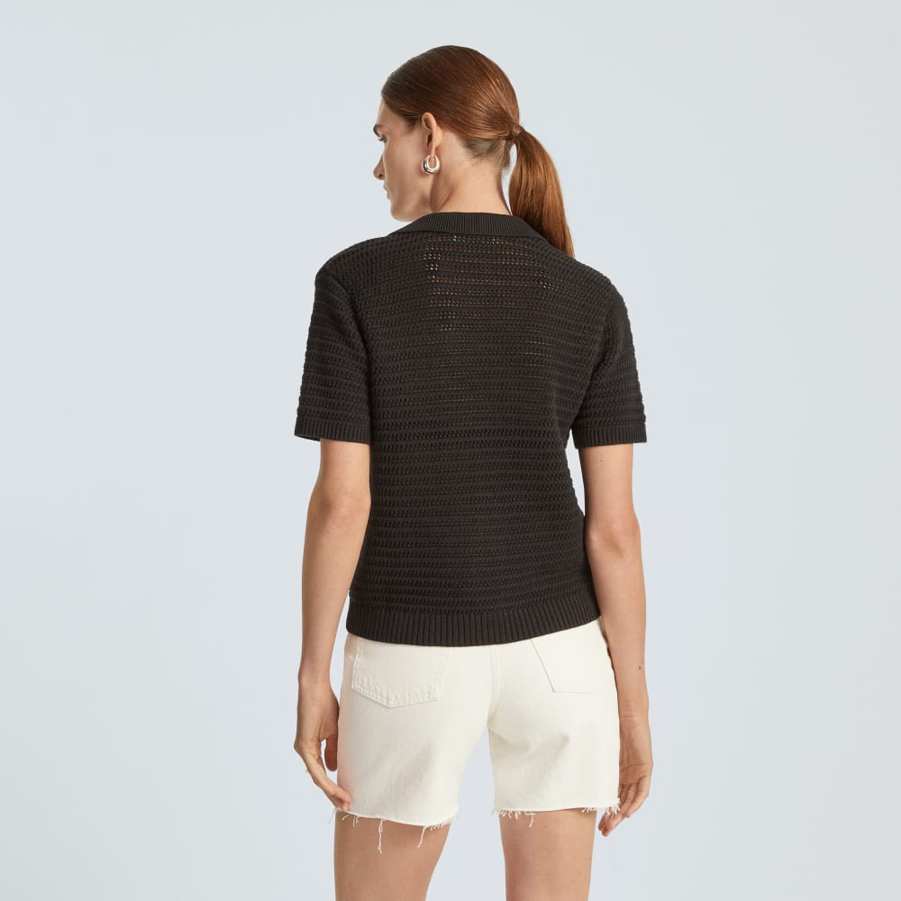 The Crochet Knit Polo | Black