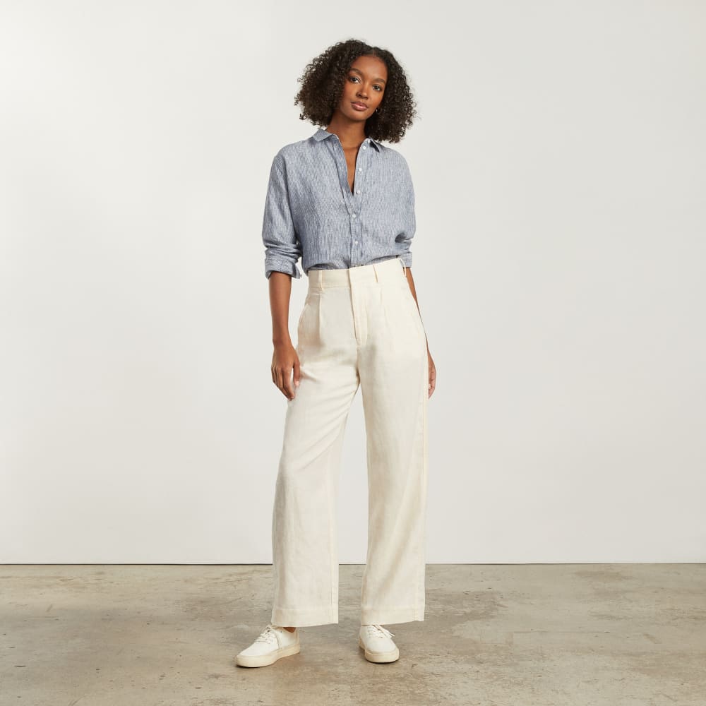 The Must-Have Shirt in Linen | Blue Pinstripe