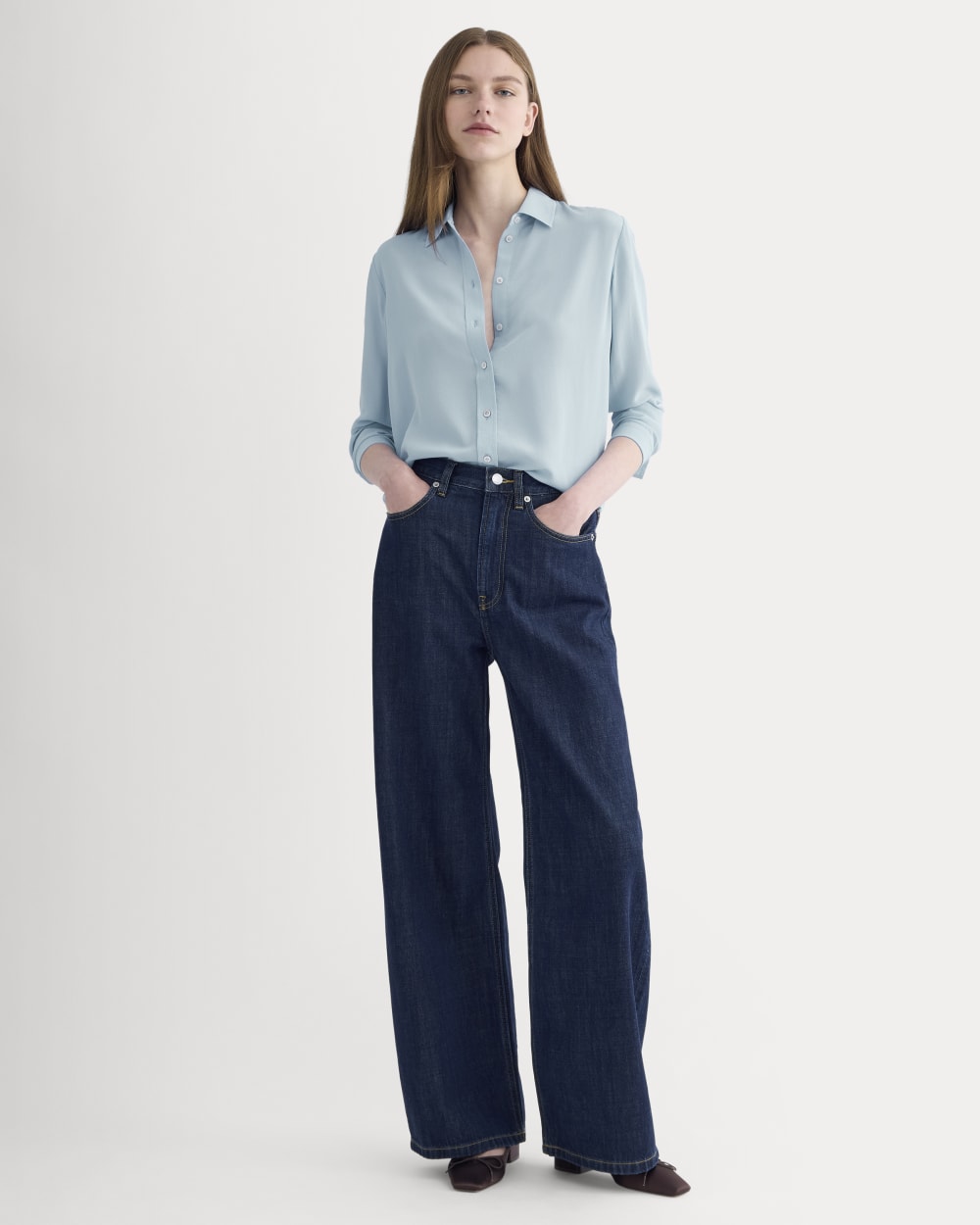 The Must-Have Shirt in Washable Silk | Soft Blue