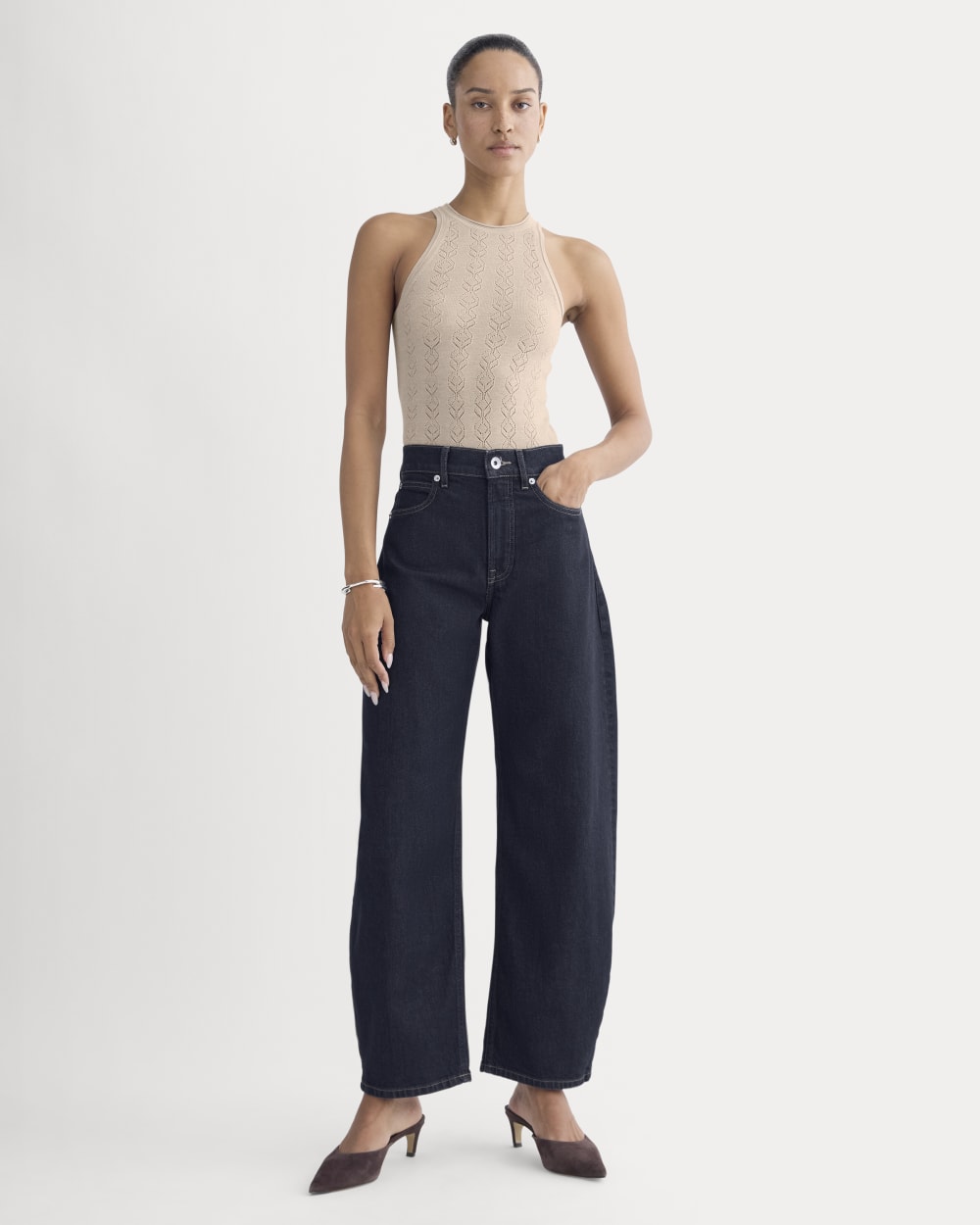 The Pointelle Racerback Tank in Ultrafine Merino | Pale Blush