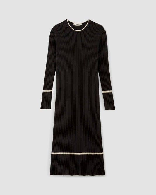 The Cotton Wide Rib Midi Dress | Black