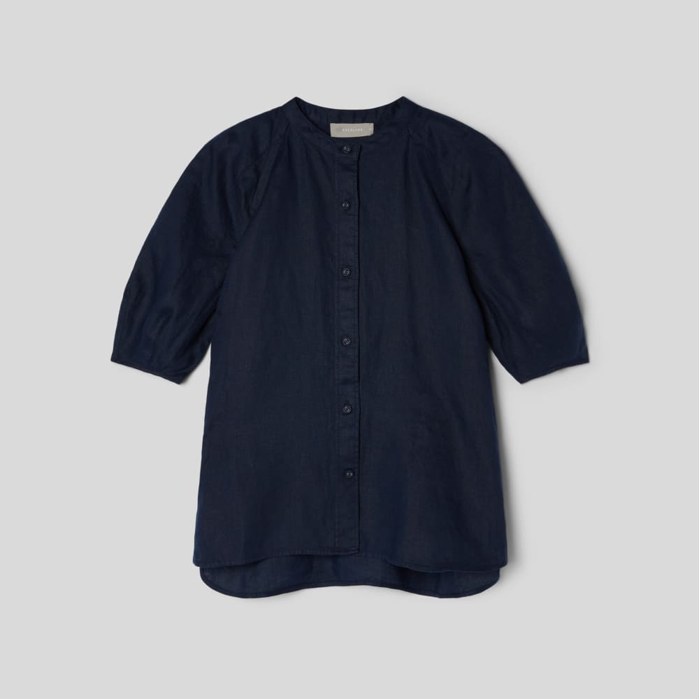 The Linen Puff Sleeve Shirt | Navy