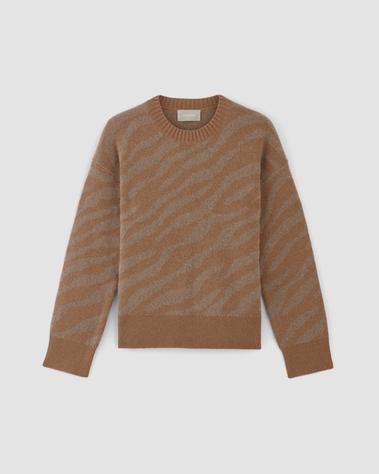 The Alpaca Tiger Jacquard Crewneck | Camel / Medium Brown