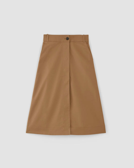 The Structured Cotton A-Line Skirt | Toasted Coconut