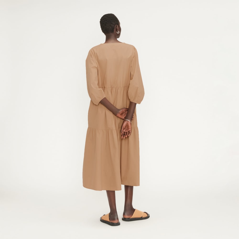 The Poplin Tiered Dress | Caramel