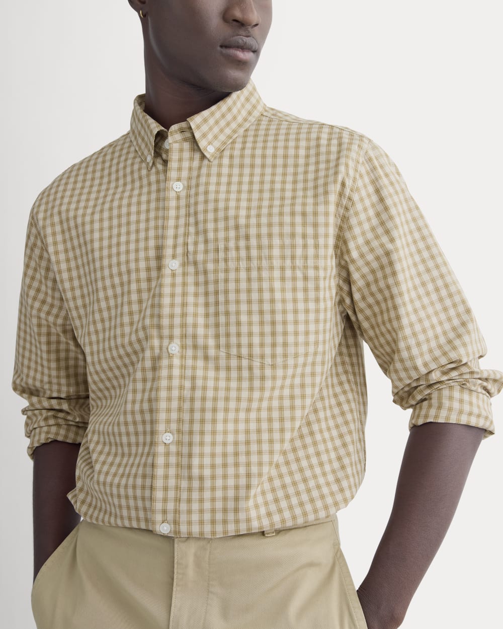 Washed Poplin Shirt | Aged Brass Plaid