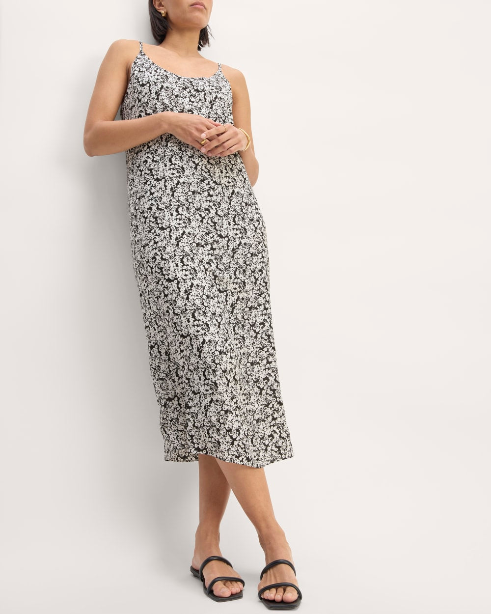 The Summer Slip Dress | Black / Bone Mini Floral