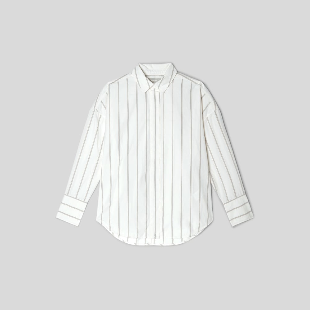 The Oversized Poplin Shirt | Black / Canvas Tan