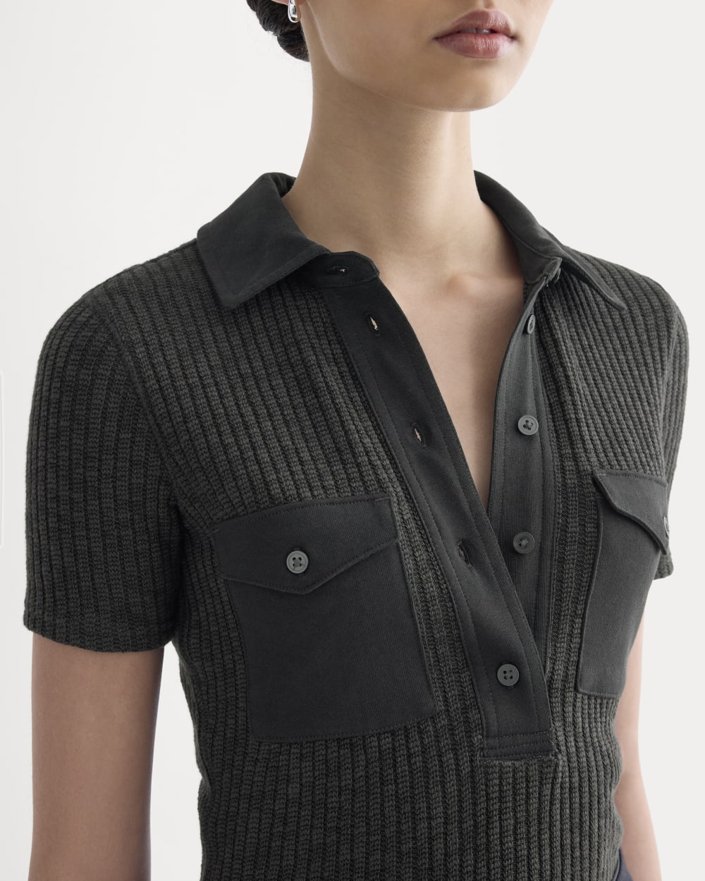 The Cozy Rib Polo | Black