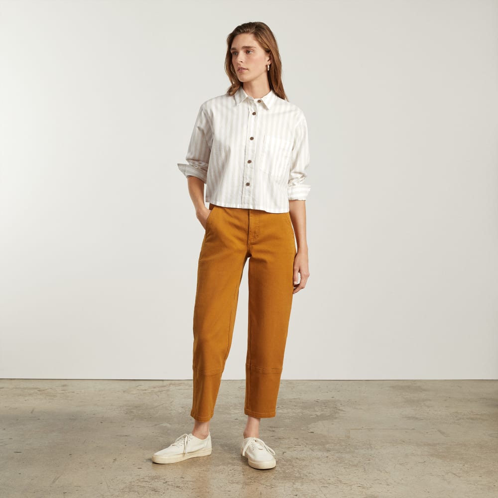 The Way-Short Shirt in Silky Cotton | Sand / White
