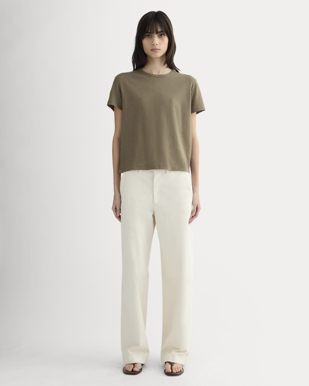 The Box-Cut Tee in Cotton Linen | Deep Taupe