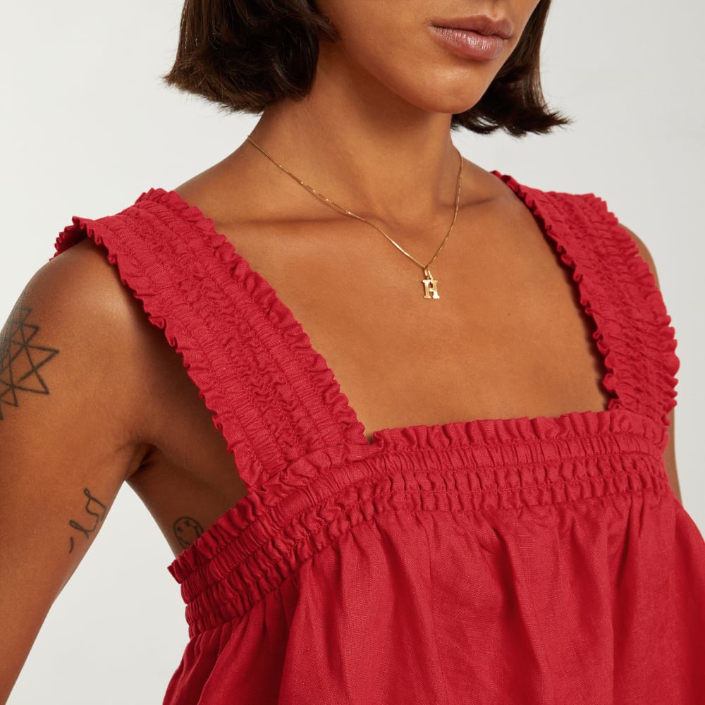 The Smocked Linen Cami | Goji Berry
