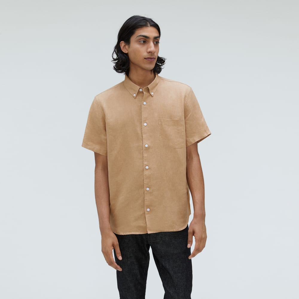 The Classic Short-Sleeve Shirt in Linen | Iced Coffee