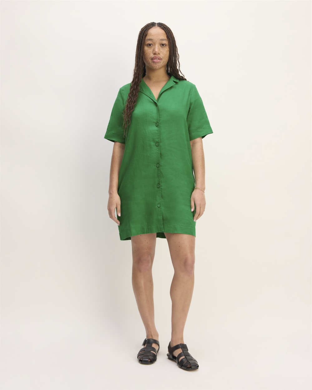 The Shirtdress in Linen | Grass Green