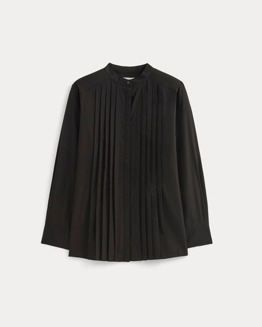 The Pleated Shirt in Silky Cotton | Black