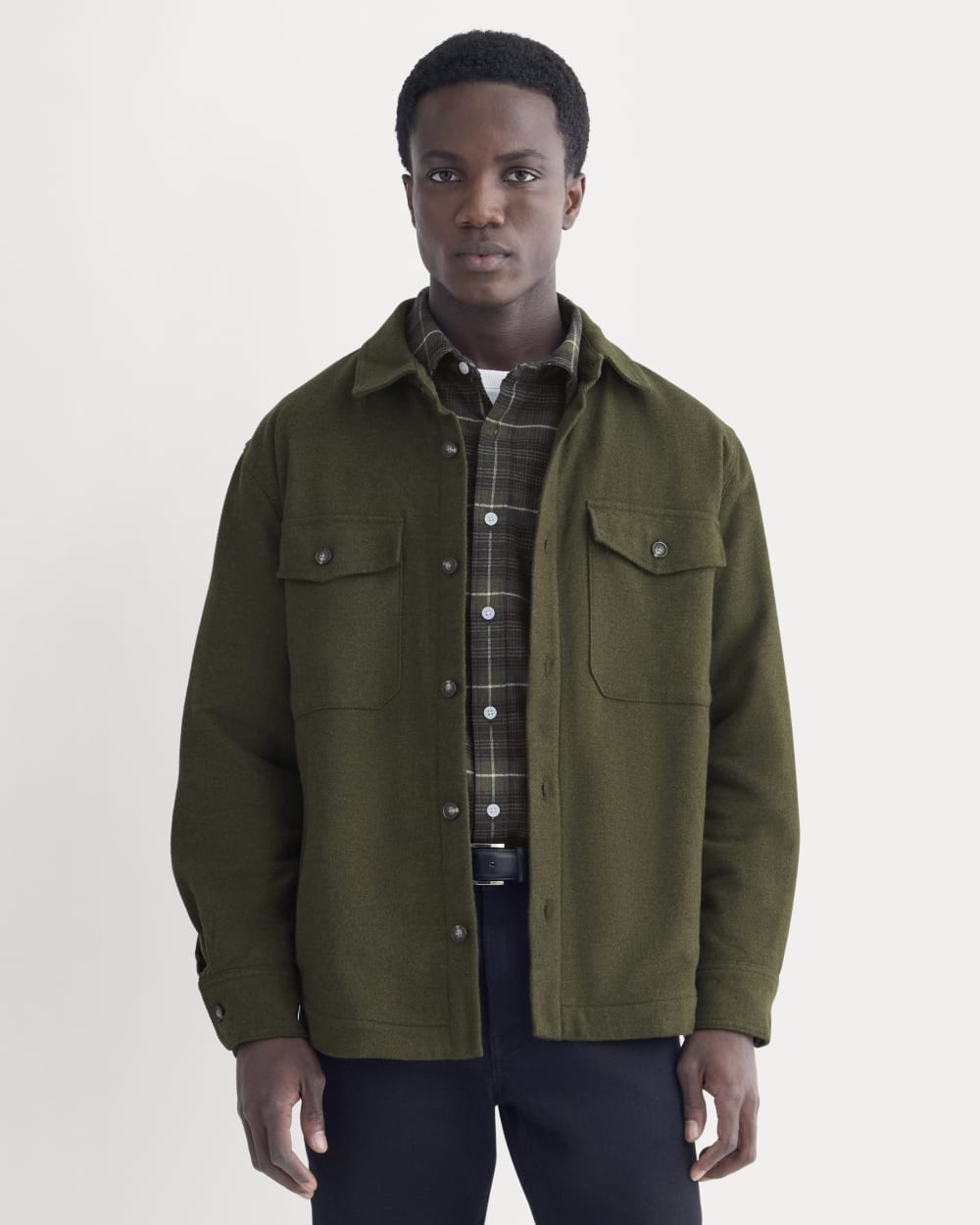 Heavyweight Waffle Twill Overshirt | Heathered Green