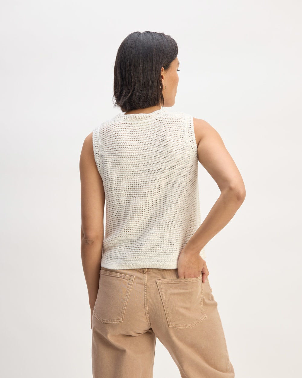The Organic Cotton Open-Stitch Tank | Bone